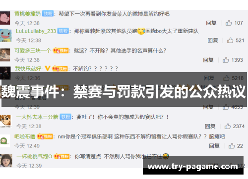 魏震事件:禁赛与罚款引发的公众热议 魏震事件:禁赛与罚款引发的公众热议