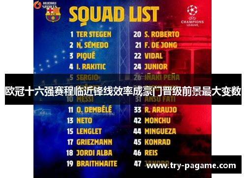 欧冠十六强赛程临近锋线效率成豪门晋级前景最大变数 欧冠十六强赛程临近锋线效率成豪门晋级前景最大变数